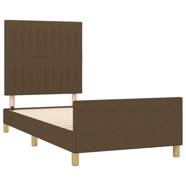 vidaXL Estrutura de cama sem colch&atilde;o 90x190 cm tecido castanho-escuro