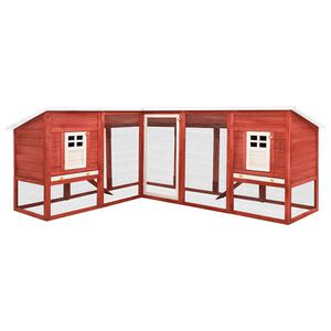 vidaXL Coelheira exterior c/ parque abeto maci&ccedil;o vermelho e branco