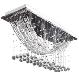 L&acirc;mpada de teto + missangas cristal brilhantes, 8 x G9, 29 cm branco
