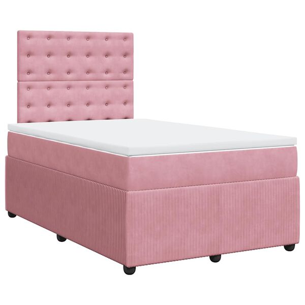 vidaXL Cama boxspring com colch&atilde;o 120x200 cm veludo rosa