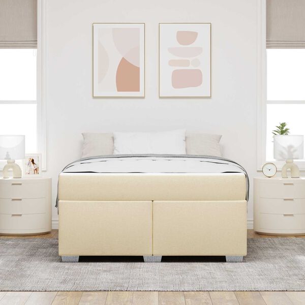vidaXL Estrutura da Cama com colch&atilde;o Creme 160 x 200 cm tecido