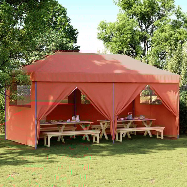 vidaXL Tenda de Festa Terracota 292 x 580 x 315 cm Tecido Oxford