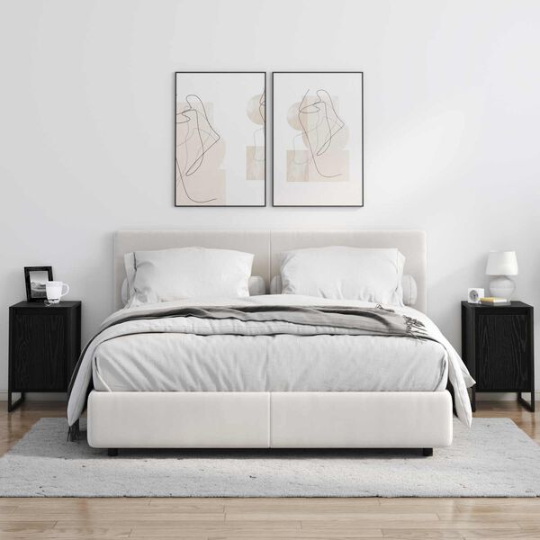 vidaXL Mesa-de-cabeceira Carvalho Preto 39,5 x 30 x 50 cm