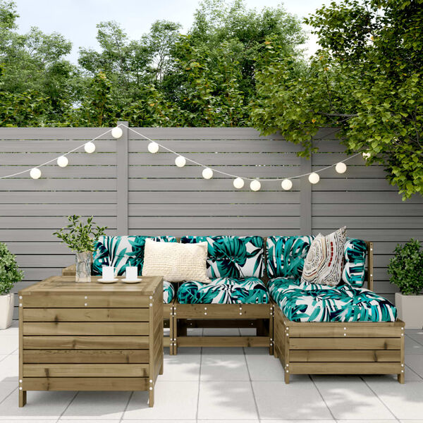 vidaXL 5 pcs conjunto de sof&aacute;s para jardim madeira de pinho impregnada