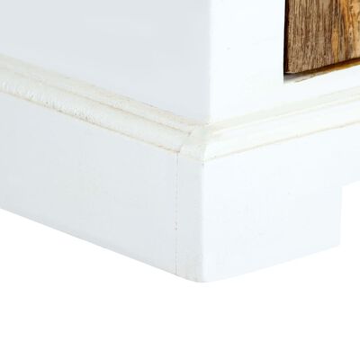 vidaXL Mesa de cabeceira 40x30x50 cm mangueira áspera branco/castanho