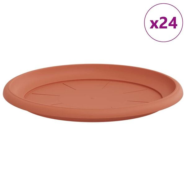 vidaXL Bandeja Redonda de Flores 24 pcs Vermelho Tijolo &Oslash; 14 x 2 cm