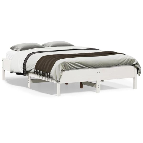 vidaXL Cama sem colch&atilde;o 120x190 cm madeira de pinho maci&ccedil;a branco