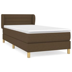 vidaXL Cama com molas/colch&atilde;o 100x200 cm tecido castanho-escuro