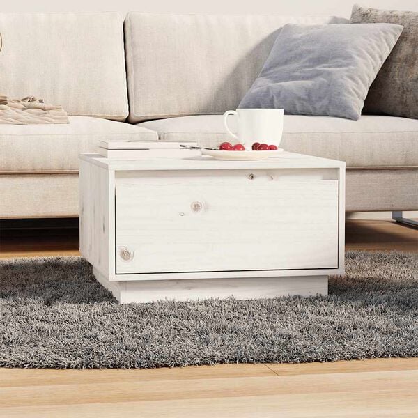 vidaXL Mesa de centro 55x56x32 cm pinho maci&ccedil;o branco