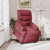 vidaXL Poltrona de massagens reclin. elevatória tecido vermelho tinto