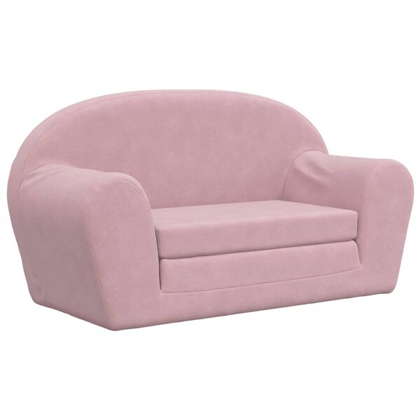 vidaXL Sof&aacute;-cama infantil de 2 lugares pel&uacute;cia rosa