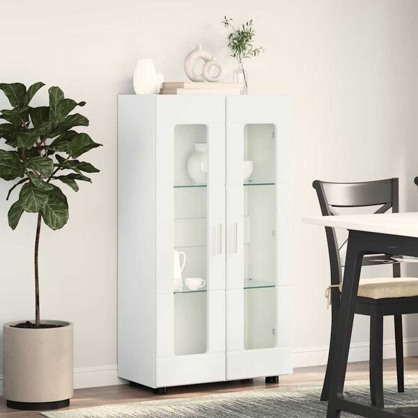 vidaXL Buffet com porta FLORIN Branco Brilhante 55,5 x 29 x 103 cm