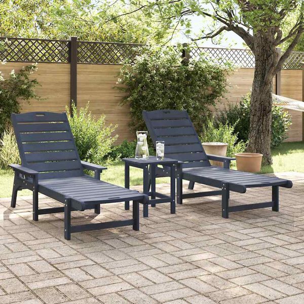 vidaXL Móveis de Lounge para Jardim 2-pessoa 2 pcs Azul-marinho