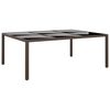vidaXL Mesa de jardim c/ tampo de vidro 200x150x75 cm vime castanho