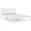 vidaXL Estrutura de cama casal 135x190 cm madeira maci&ccedil;a branco