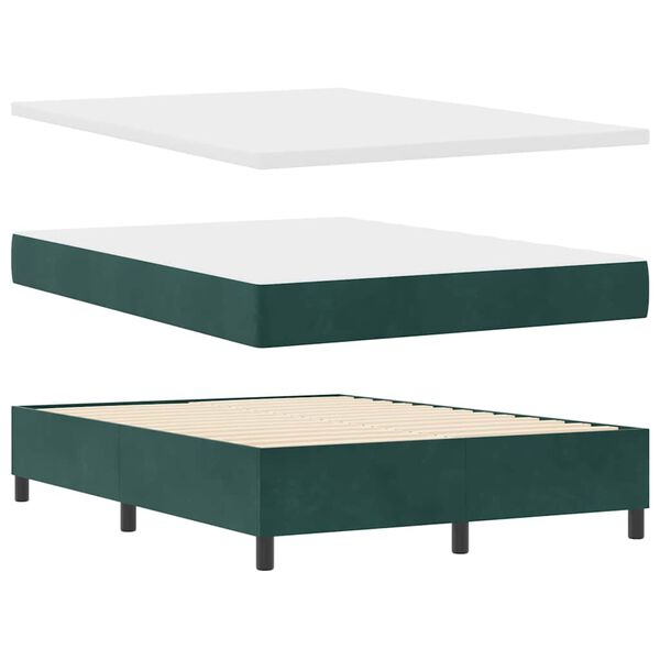 vidaXL Cama Box com colch&atilde;o Verde Escuro 140 x 200 cm Veludo