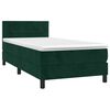 vidaXL Cama box spring c/ colch&atilde;o/LED 90x200 cm veludo verde-escuro