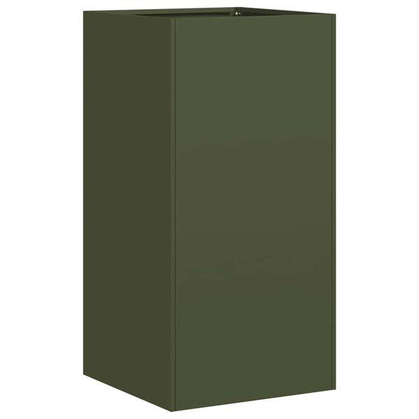 vidaXL Vaso floreira 40x40x80 cm aço laminado a frio verde