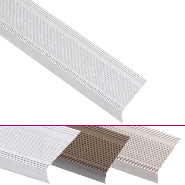 vidaXL Perfil p/ escada em forma de L 5 pcs alum&iacute;nio 100 cm prateado