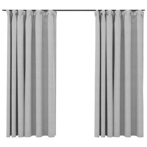 vidaXL Cortinas opacas aspeto linho c/ ganchos 2pcs 140x175cm cinzento