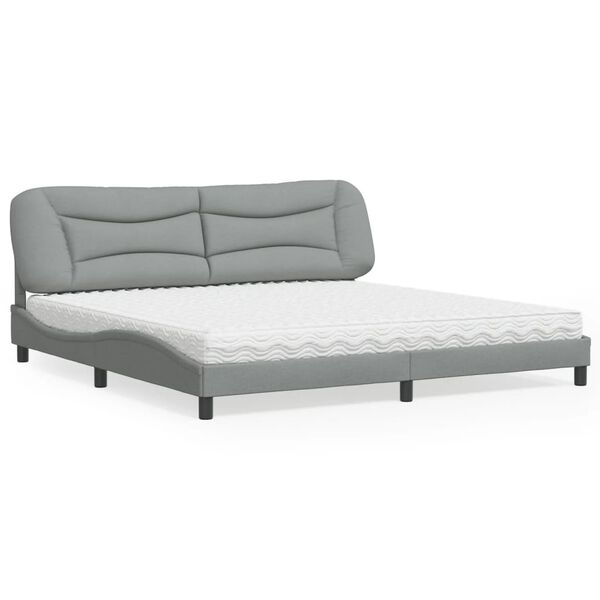 vidaXL Cama com colch&atilde;o Hvar 200x200 cm tecido cinzento-claro