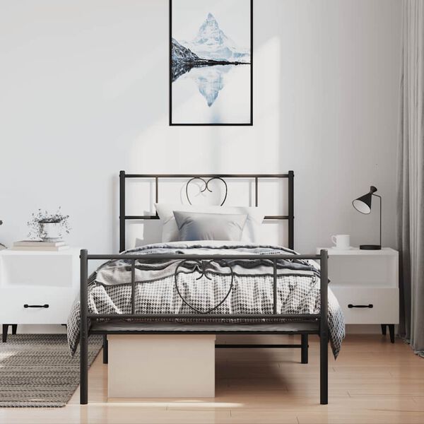 vidaXL Estrutura de cama com cabeceira e p&eacute;s 100x190 cm metal preto