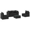 vidaXL 5 pcs conjunto lounge de jardim c/ almofad&otilde;es vime PE preto