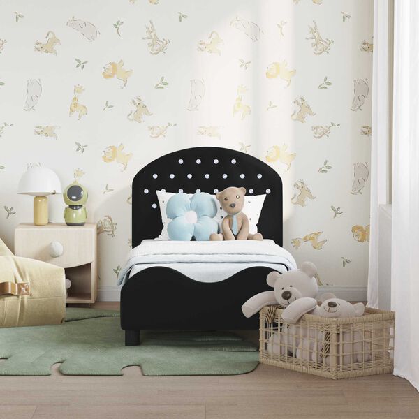 vidaXL Estrutura de Cama para Crian&ccedil;a com Cabeceira Preto 70 x 140 cm