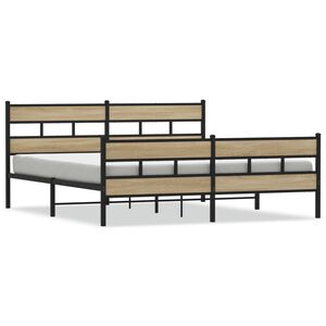 vidaXL Estrutura de cama sem colch&atilde;o 183x213cm metal carvalho sonoma