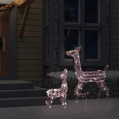 vidaXL Família de renas decorativa 160 LEDs acrílico branco quente