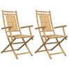 vidaXL Conjunto de 2 cadeiras dobr&aacute;veis de bambu, 53x66x99 cm.