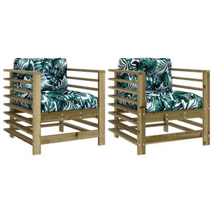 vidaXL Cadeiras de jardim c/ almofad&otilde;es 2 pcs pinho impregnado