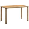 vidaXL Mesa de jardim 123x60x74 cm vime PE e ac&aacute;cia maci&ccedil;a bege