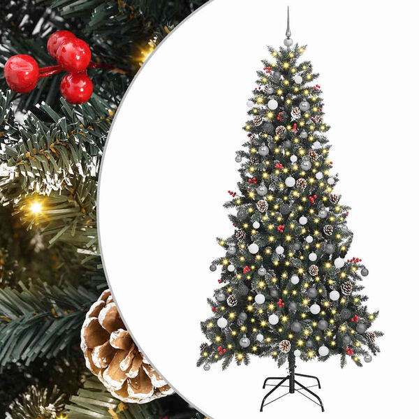 vidaXL &Aacute;rvore de Natal Artificial Verde 240 cm PVC, Pl&aacute;stico e A&ccedil;o