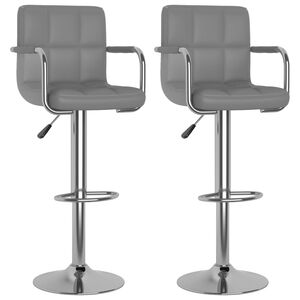 vidaXL Bancos de bar 2 pcs couro artificial cinzento