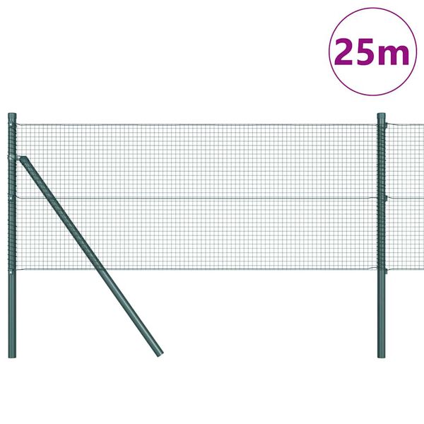 vidaXL Poste de Cerca Verde 25 x 0,6 m (malha de 16 x 16 mm) A&ccedil;o e PVC