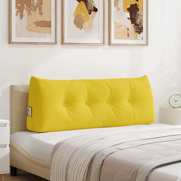 vidaXL Travesseiro para Costas Amarelo Claro 120 x 24 x 50 cm tecido