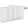 vidaXL Cestos gabi&atilde;o arqueados 10 pcs 300x50x160/180 ferro galvanizado