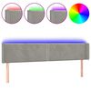 vidaXL Cabeceira cama c/ luzes LED veludo 183x16x78/88 cm cinza-claro