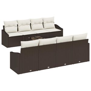 vidaXL Conjunto de Sof&aacute;s com almofada 7 pcs Marrom e Creme vime PE