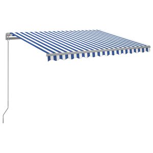 vidaXL Toldo retr&aacute;til manual com LED 300x250 cm azul e branco