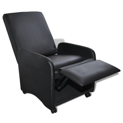 vidaXL Poltrona reclinável em couro artificial preto