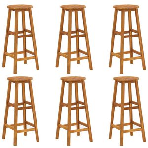 vidaXL Bancos de bar 6 pcs madeira de ac&aacute;cia maci&ccedil;a