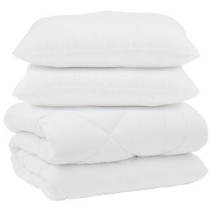 vidaXL Duvet com Travesseiros 3 pcs Branco Microfibra e Penas de Ganso