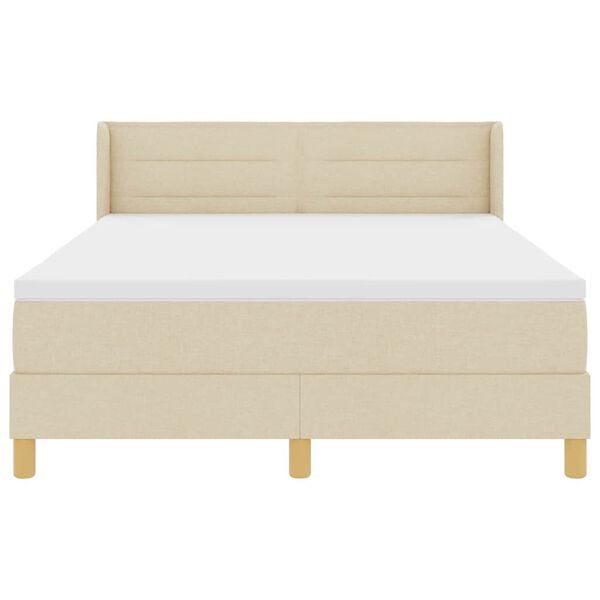 vidaXL Cama Box com colch&atilde;o com cabeceira Creme 200 x 160 cm Poli&eacute;ster