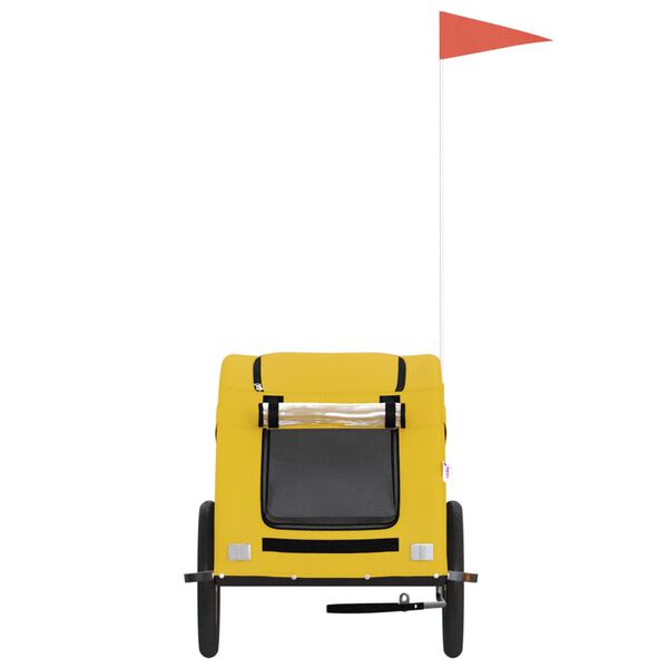 vidaXL Reboque bicicleta p/ animais tecido oxford/ferro amarelo