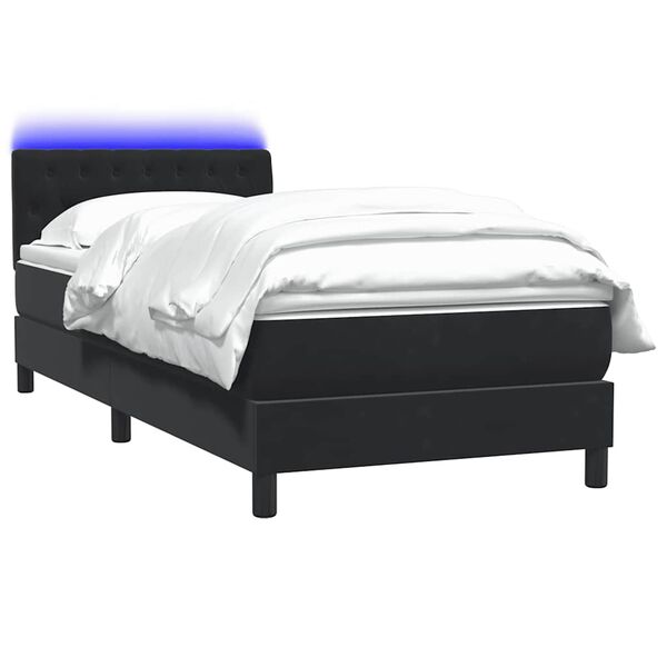 vidaXL Cama box spring c/ colch&atilde;o e LED 80x220 cm veludo preto