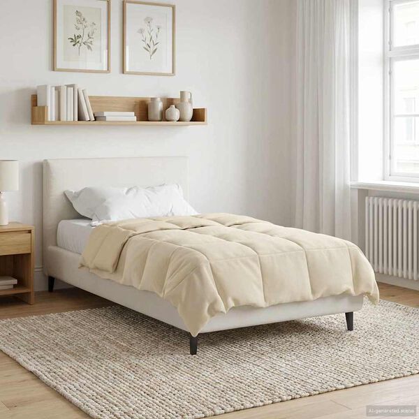vidaXL Duvet de Ano Inteiro Colchonete Creme 155 x 200 cm Microfibra