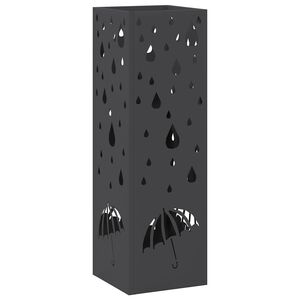 vidaXL Suporte para Guarda-chuva de chuva Preto 15,5 x 15,5 x 49 cm