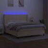vidaXL Cama box spring c/ colch&atilde;o e LED 160x200 cm tecido cor creme
